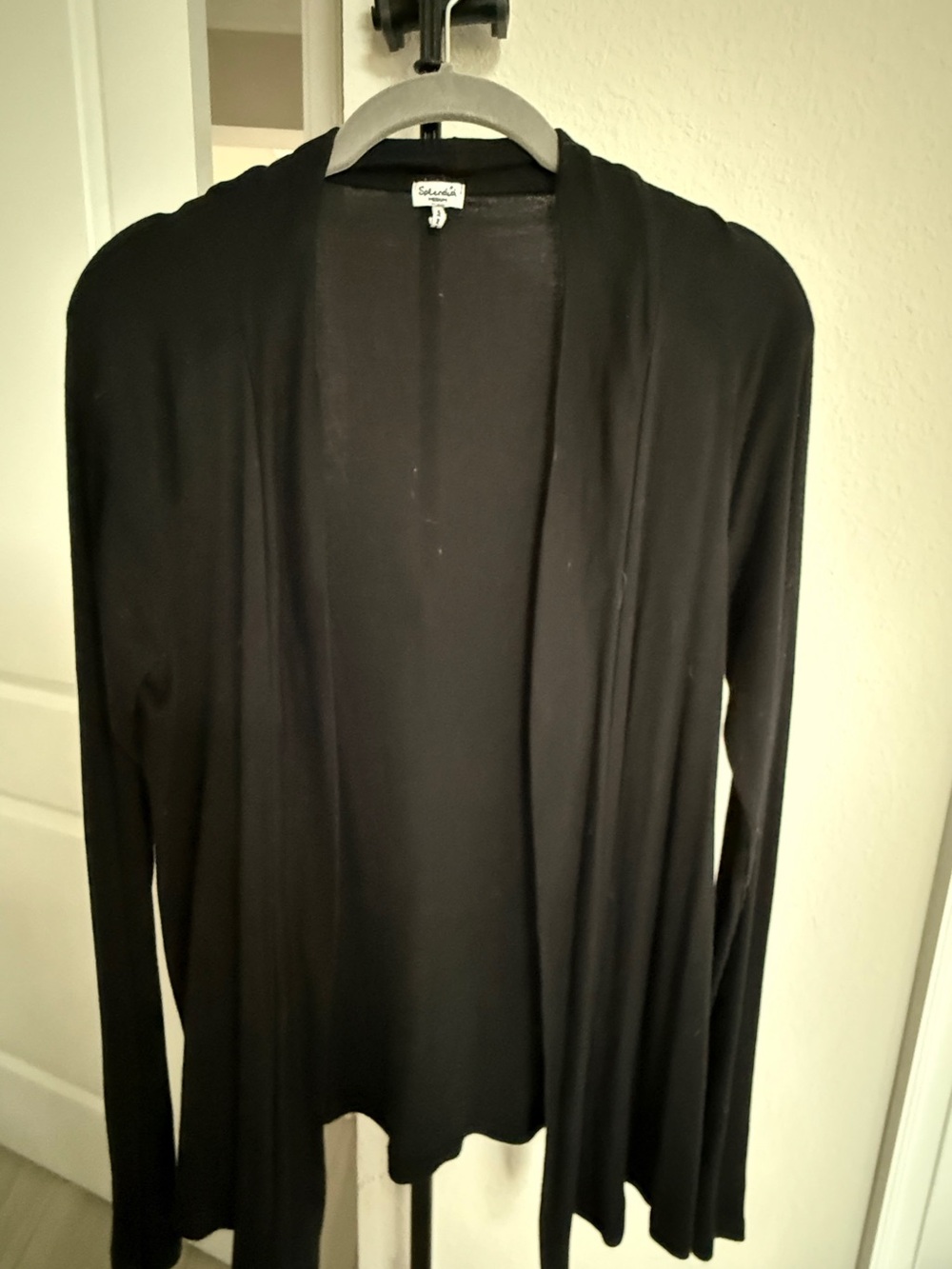 Splendid Black Lightweight Open Cardigan